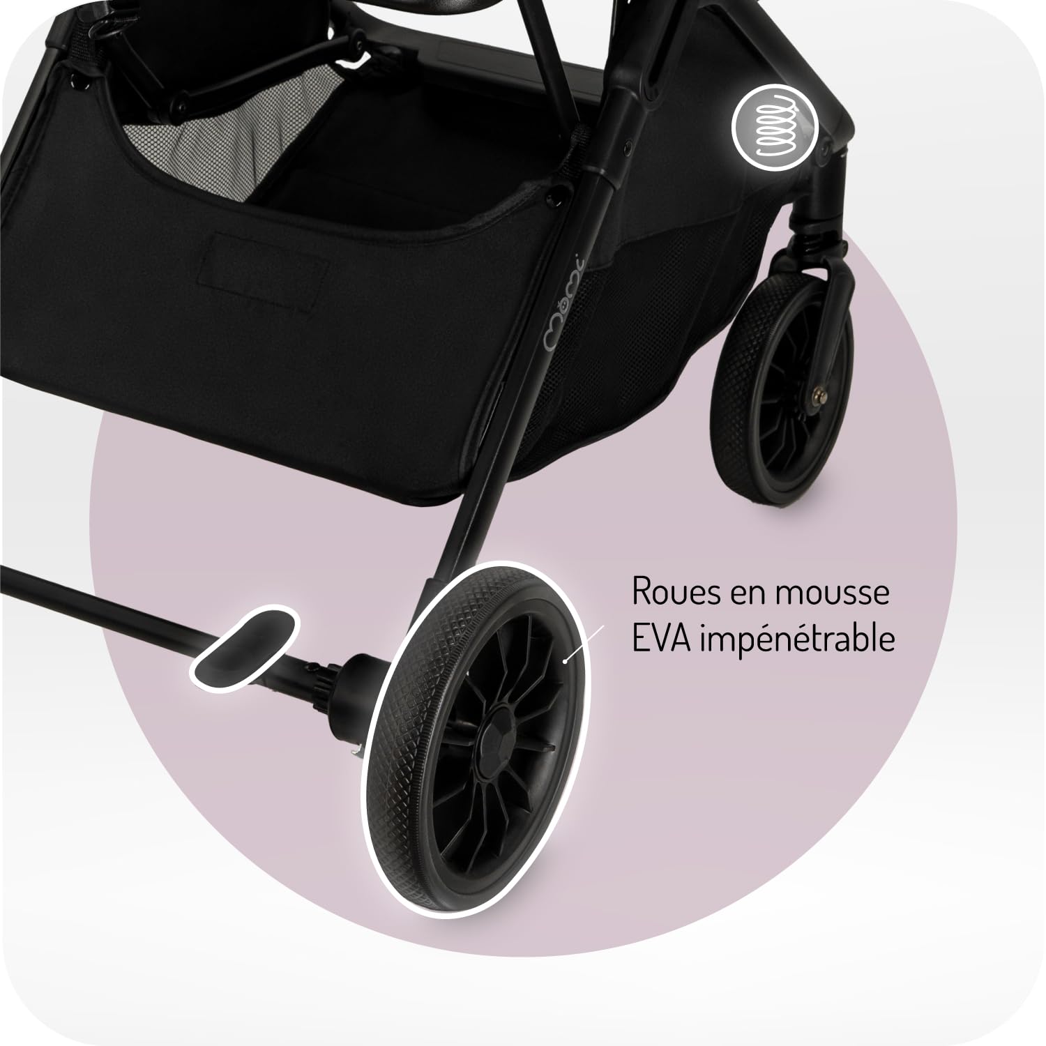 MoMi ANDREA Poussette Compacte Pliage Automatique Jusqu'à 22 kg | Harnais 5 Points, Roues EVA Increvables, Capote UPF 50+, Sac à Dos, Porte-Gobelet, Moustiquaire et Habillage Pluie