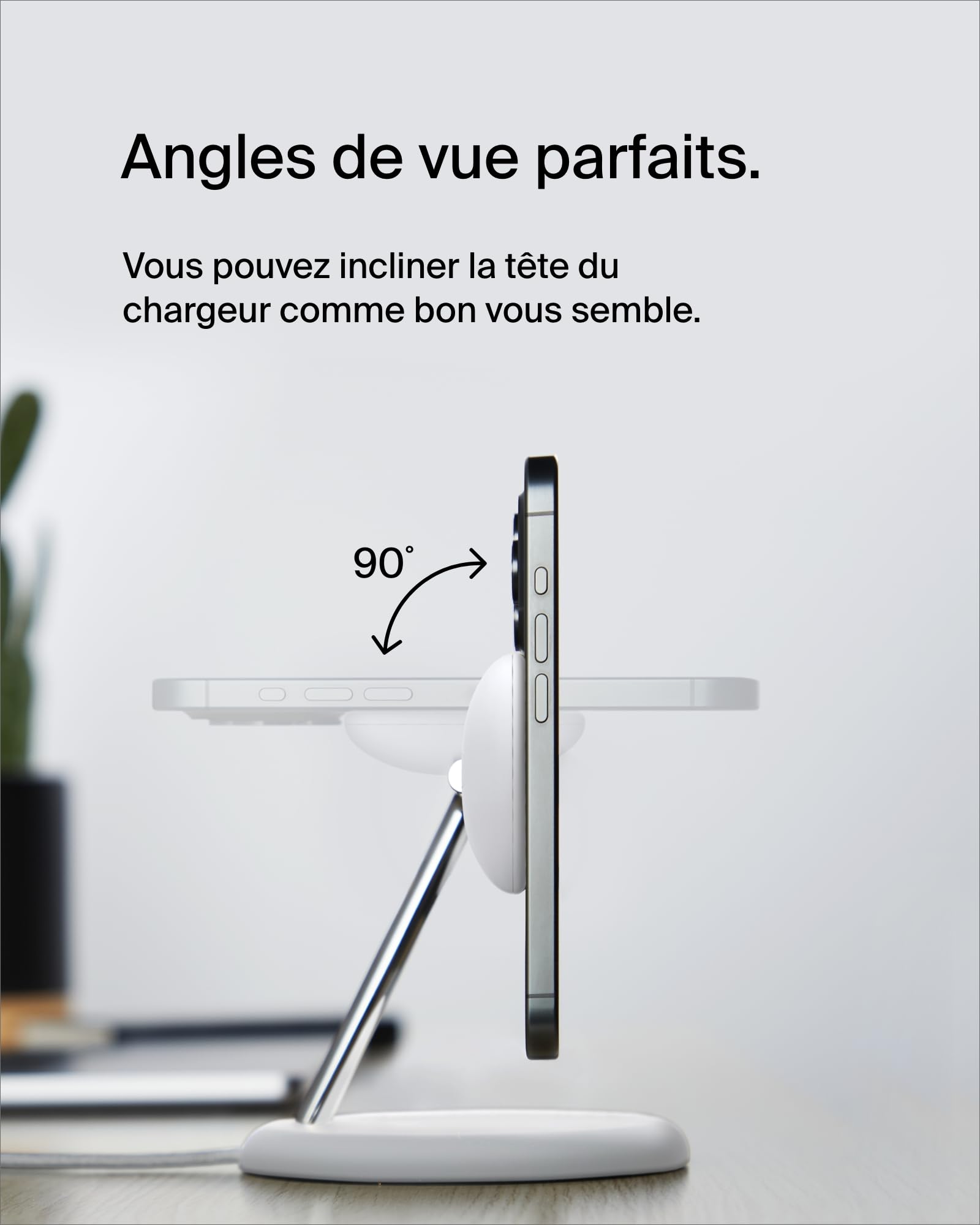Belkin BoostCharge Pro Station de Recharge 3-en-1 avec Qi2, 15 W, MagSafe, pour l'iPhone 17, iPhone Air, 16, Pixelsnap, AirPods, Apple Watch, etc., Adaptateur Secteur Inclus - Blanc