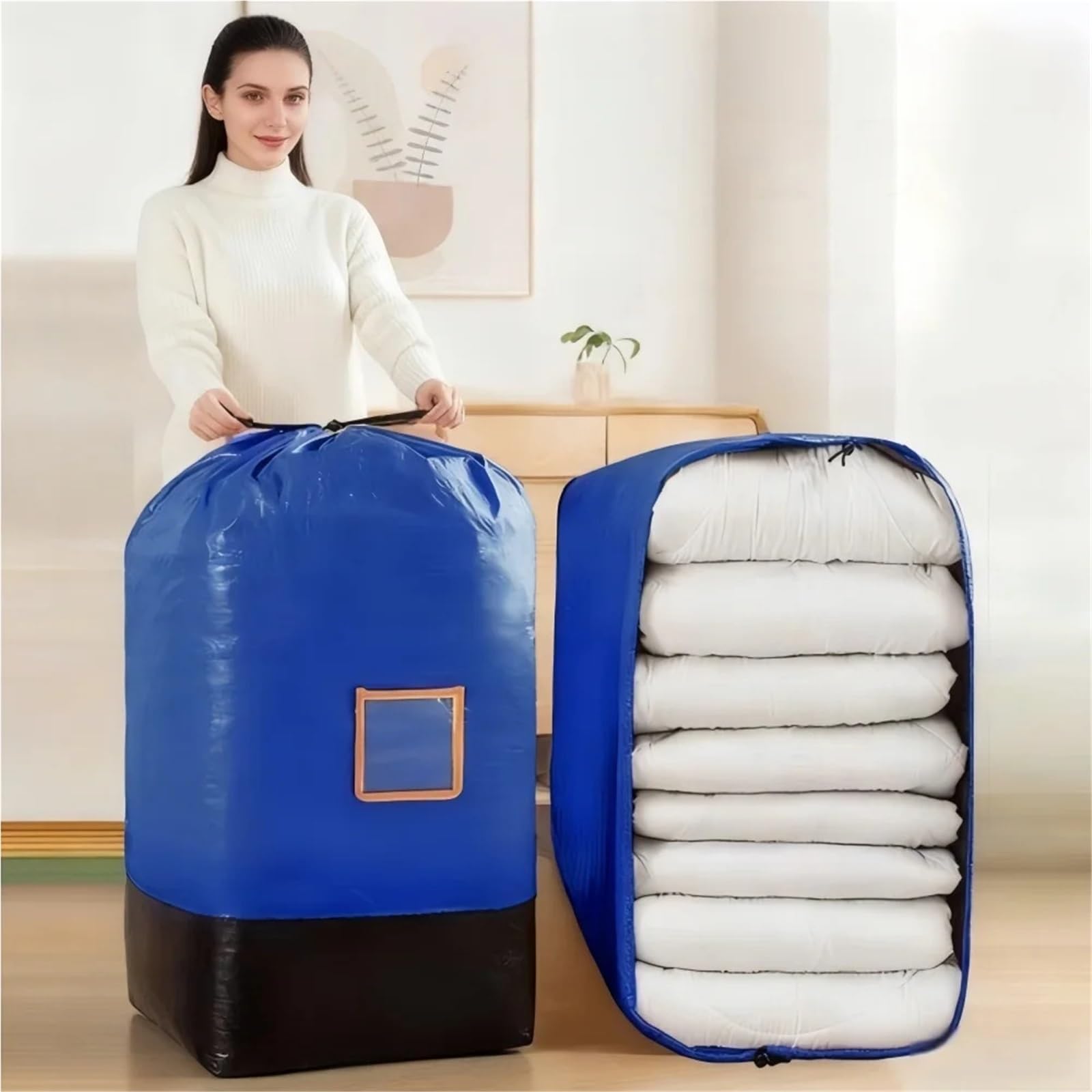 Aufbewahrungstasche for zu Hause, for Verpacken von Kleidung, Steppdecken, Decken, und Anderen Gegenständen. Extra große, wasserdichte Umzugsgepäcktaschen(240L,2PCS)