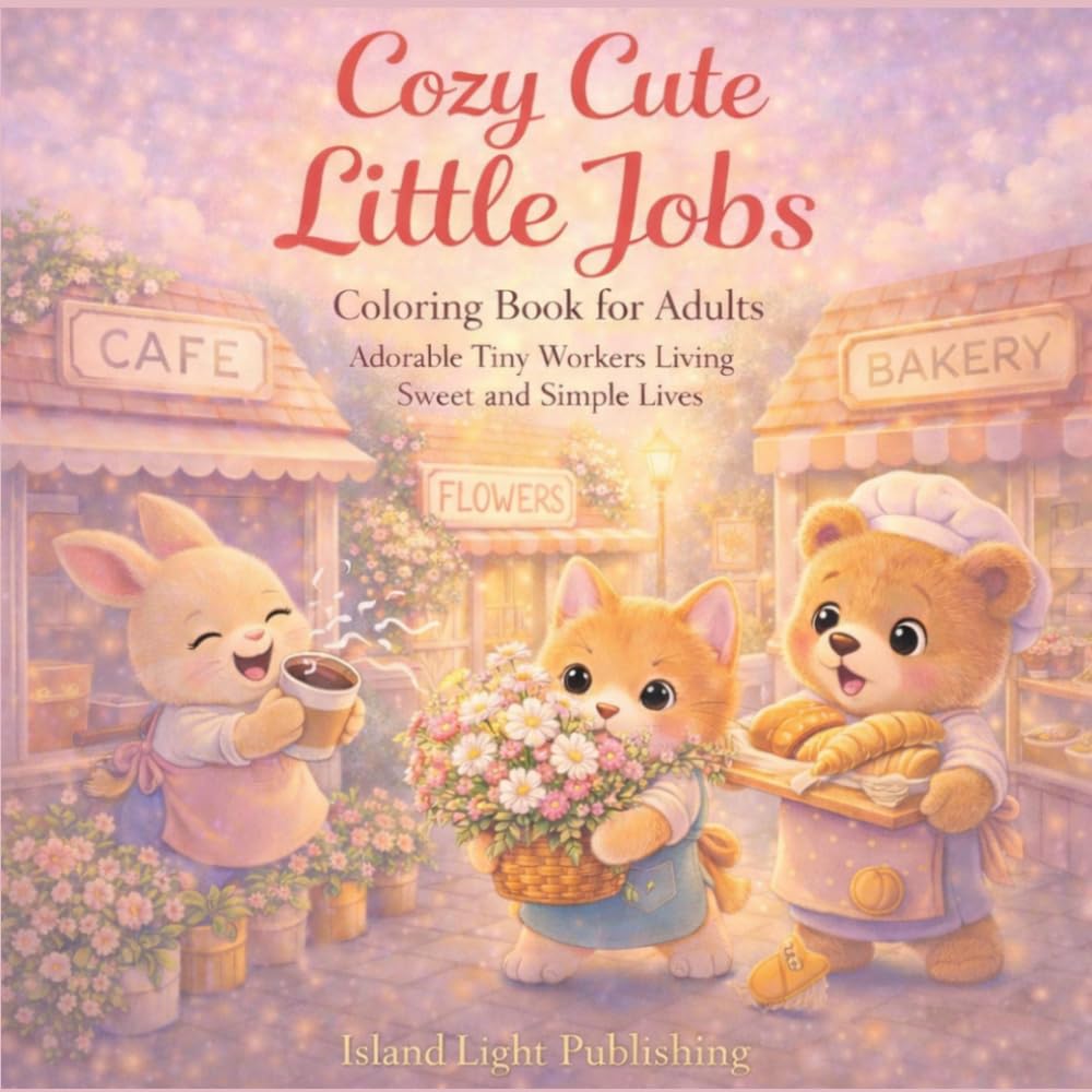 Cozy Cute Little Jobs: Coloring Book for Adults: Adorable Tiny Workers Living Sweet and Simple Lives