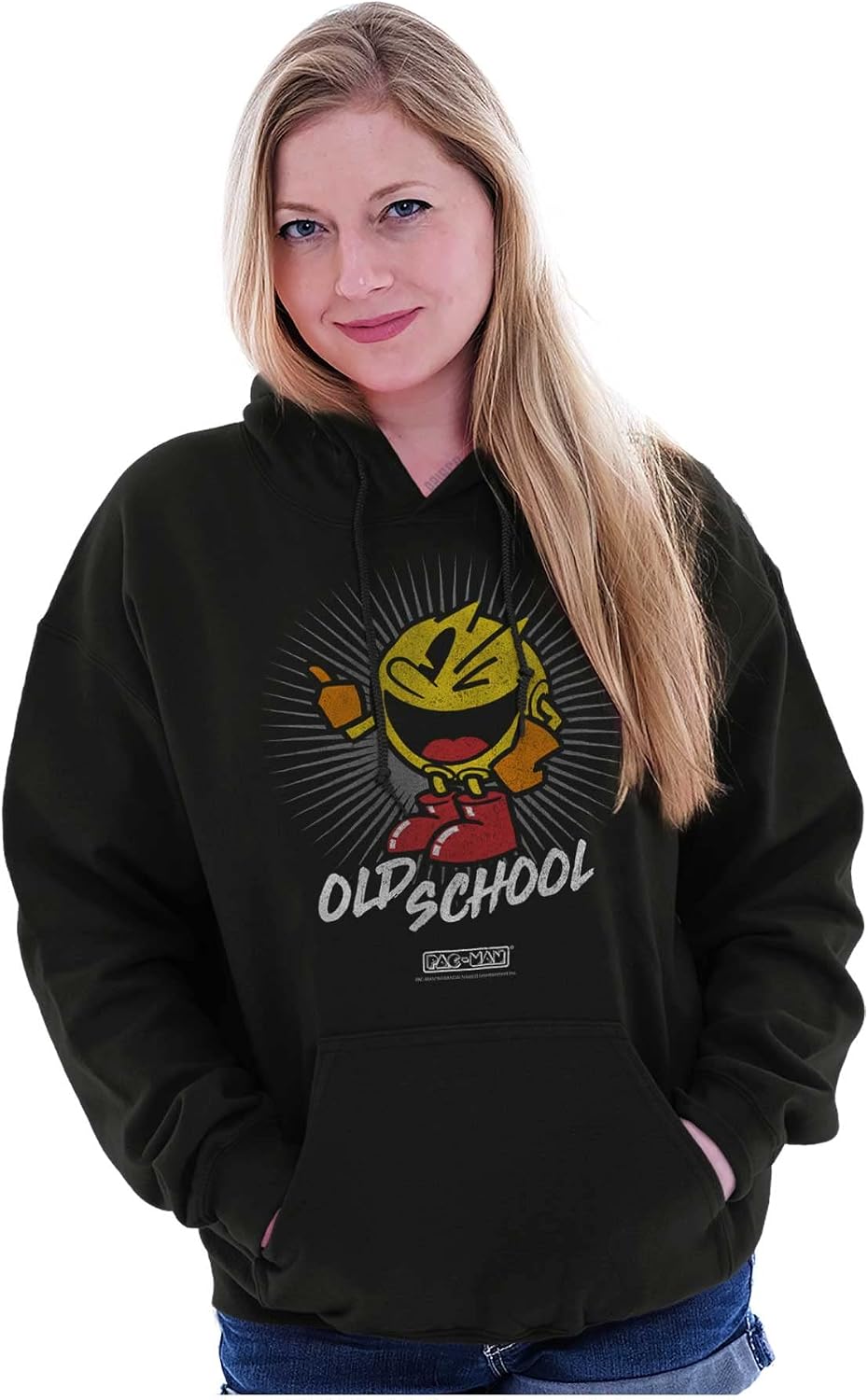 Brisco Brands PACMAN Old School 1980s Video Game Hoodie Sweatshirt Women Men