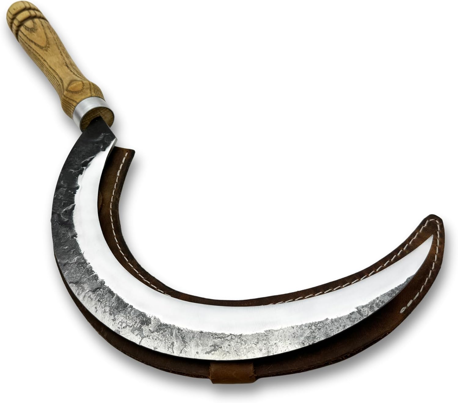Sharky Hand-Forged Large Hand Sickle ⌀7.5 Inches (19 cm) – Traditional Professional Sickle Tool for Gardening, Harvesting, and Landscaping