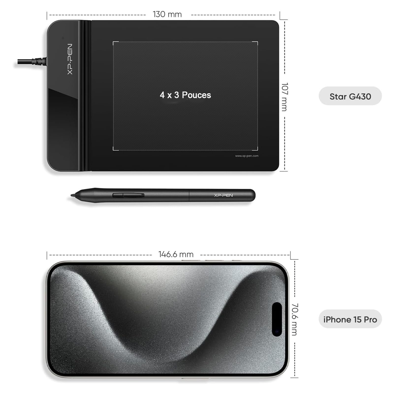 XP-Pen G430S Tablette Graphique 4x3 Pouces Stylet 8192 Niveaux