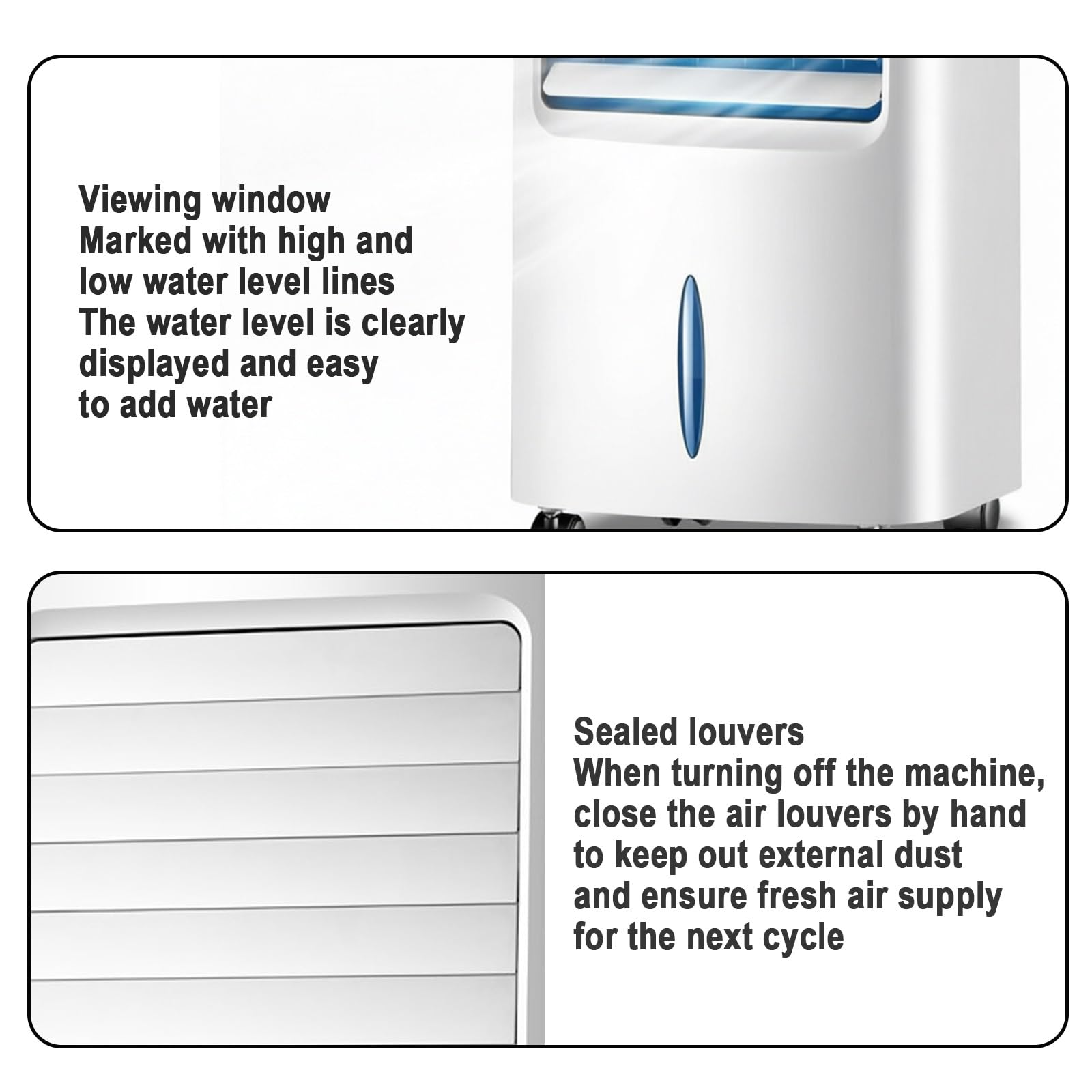 Aire Acondicionado Portátil Sin Tubo, Acondicionador de Aire 80W, Oscilación 120°, 3 Veloc, 37x30x78 cm, para Habitación