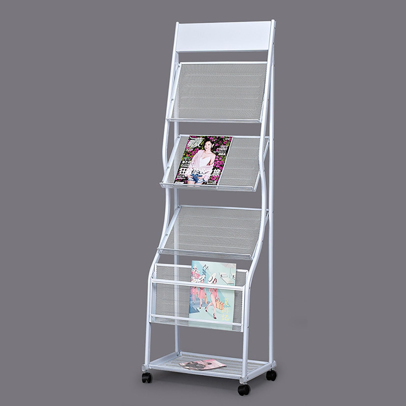 Porte-revues, support de littérature sur pied, support de brochures en métal, organiseur portable pour bureau et salle de réception