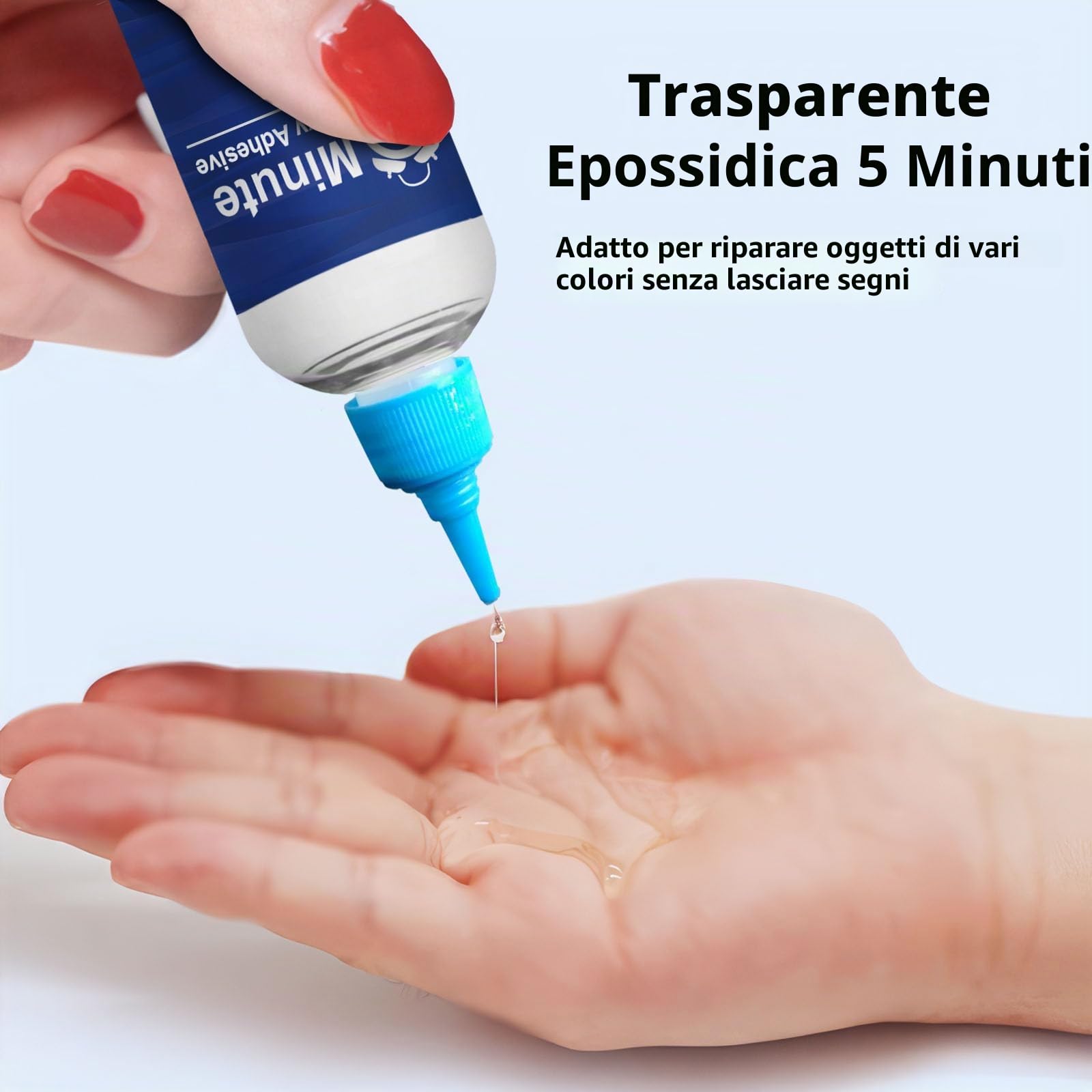 Colla Epossidica Bicomponente, 250 ml 5 Minuti Colla Epossidica, Presa Rapida, Trasparente, Colla Bicomponente per Riparare Ceramica, Porcellana, Vetro, Legno, Plastica, ecc