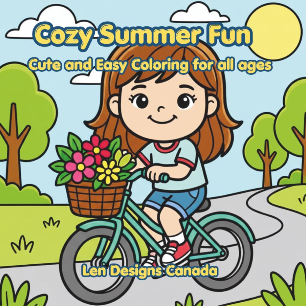 Cozy Summer Fun: Cute and Easy Coloring Book for all ages