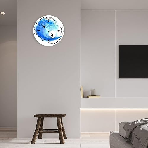 Miniatura 9 de Reloj de marea de madera, acuarela, surf, costa este, océano, reloj de marea de madera con marea alta y baja, reloj vintage para colgar en la pared,