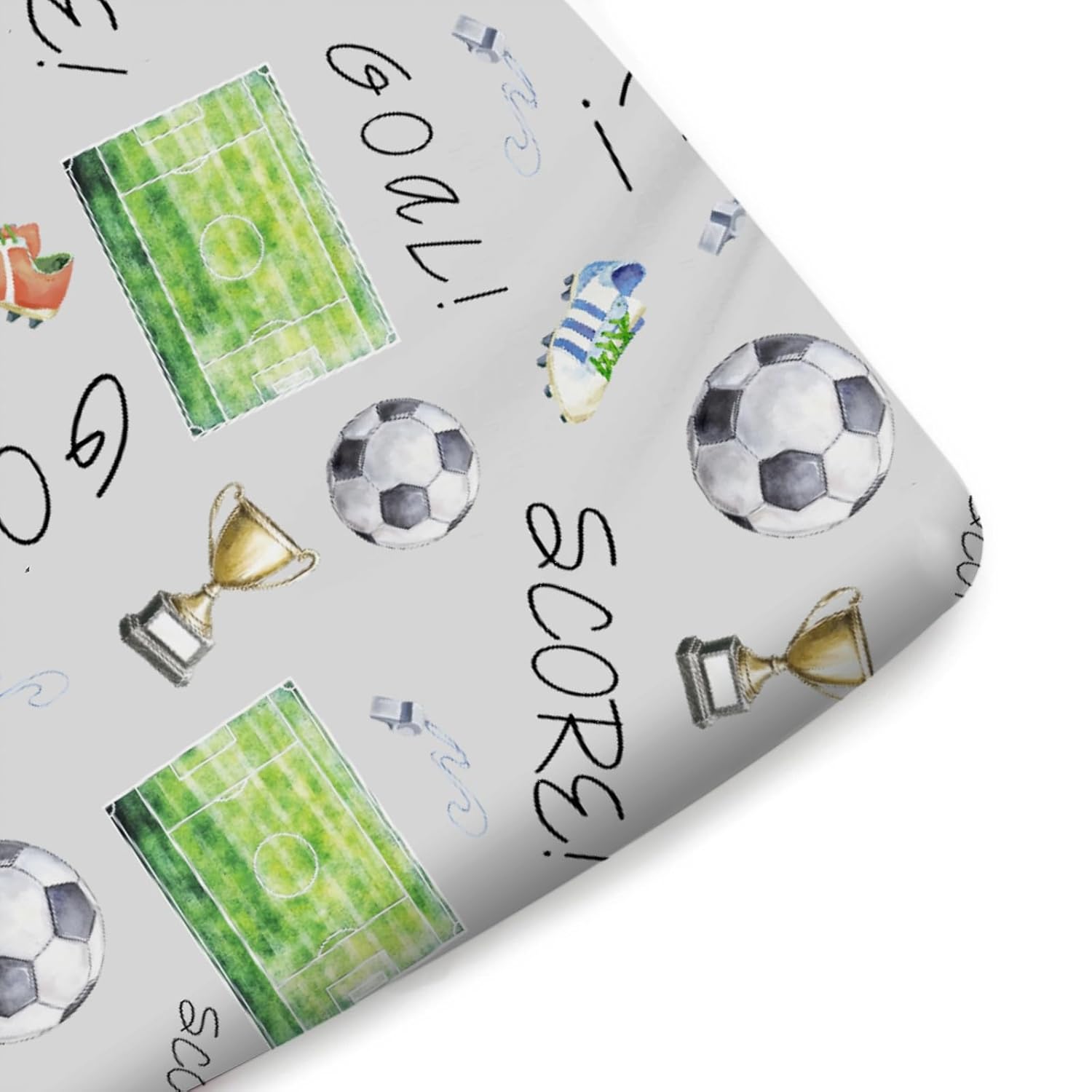 Soccer Baby Crib Sheets for Boy Girl 52"x28" Soccer Game Soft Crib Mattress Cover Soccer Balls Sports Stretchy Fitted Baby Sheets Sport Football Bed Sheets for Standard Crib and Toddler Mattress Pads