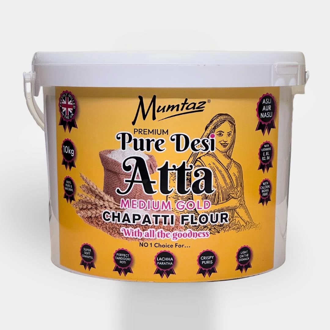 Atta Chapatti Medium Flour | Roti Flour | Plain Flour | Atta Flour | 100% Whole Wheat | Enriched with Vitamins |10kg Bucket - Bulk