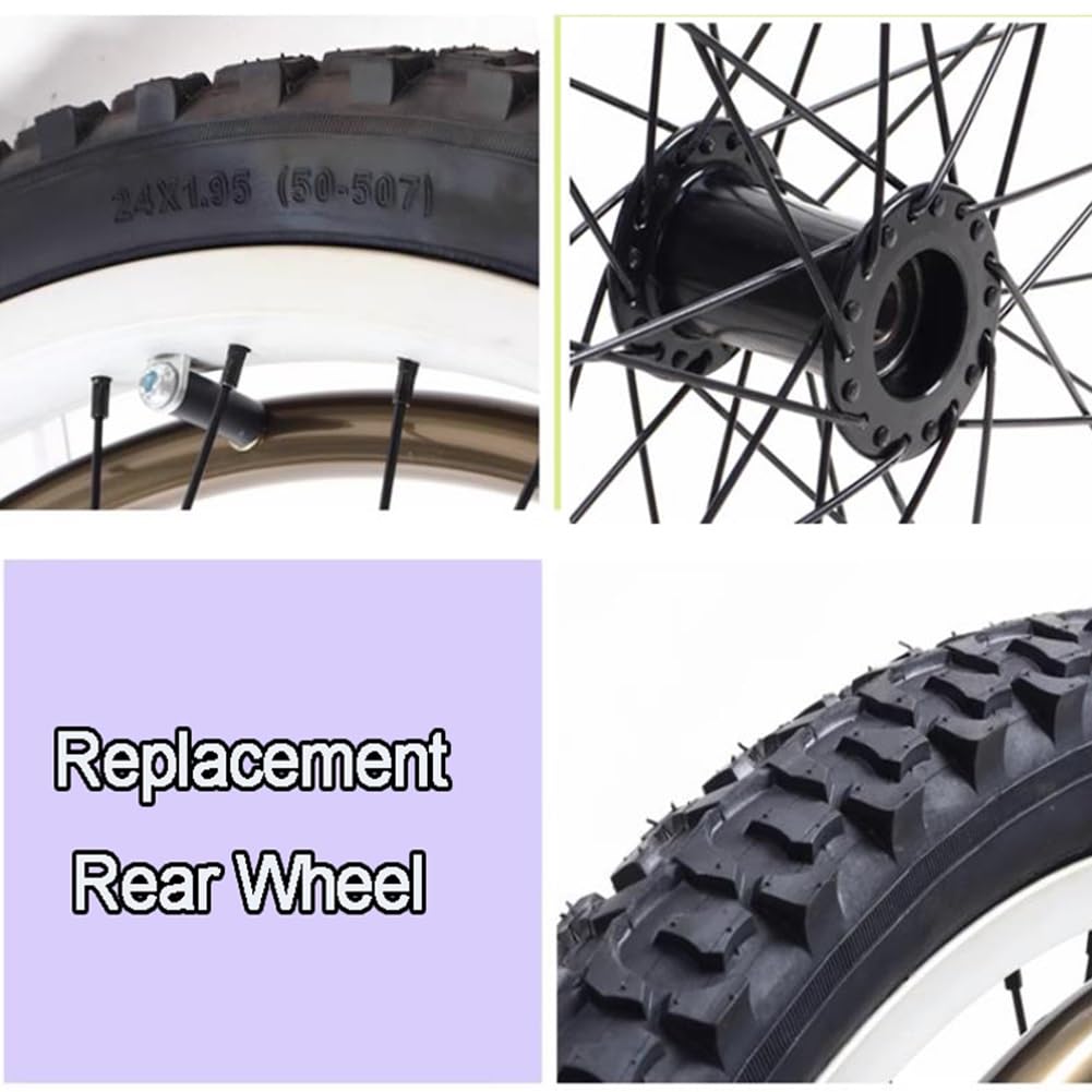 Rueda Trasera de Repuesto para Silla de Ruedas de 24 x 1,95 (Par), Neumáticos de 24 Pulgadas con Radios de Aluminio y rodamiento de 12,7 mm