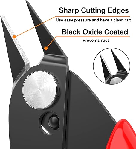 Miniatura 9 de BOENFU Cortadores de alambre con cremallera, cortadores de alambre micro empotrados, 1 pieza de 5 pulgadas, cortadores de alambre de precisión para