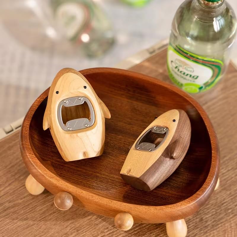 Amazon | クルミ サメモチ-フの木製栓抜き サメ型ビールボトル