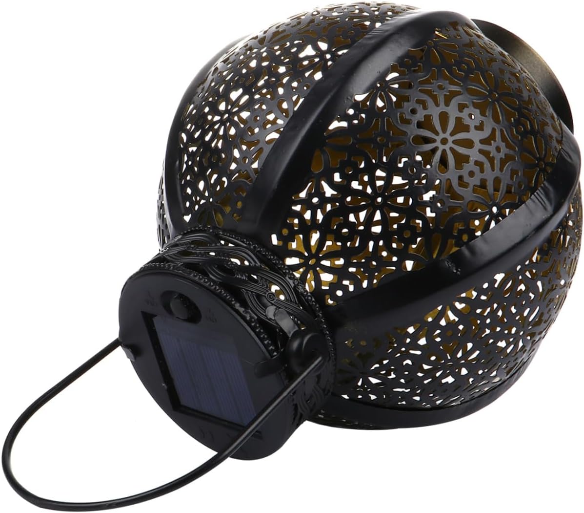 DOITOOL 2 PCS Solar Lanterns Outdoor LED Hanging Lights Hollow-Out Iron Decorative Garden Lamps for Courtyard and Patio Warm White Light