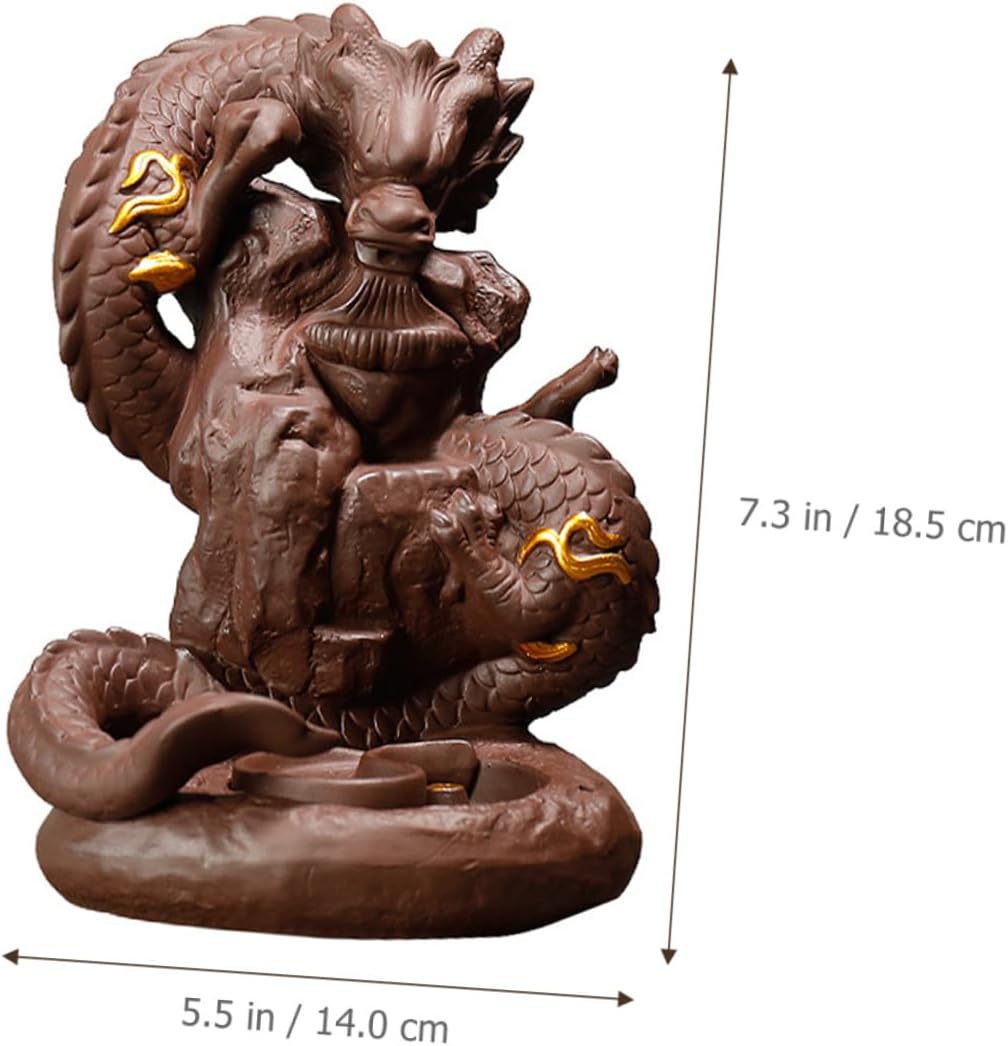 Dragon Backflow Incense Burner Purple Sand Censer Desktop Backflow Cone Holder Decorative Aromatherapy Incense Holder for Home Fragrance and Meditation