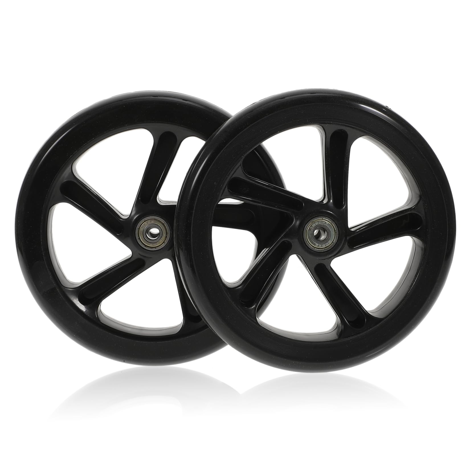 Ruedas de Patinete Acrobático de Pu Negro de 180mm Rodamientos, Alta Elasticidad y Buena Estabilidad para Calles y Plazas, Pack de 2 Unidades