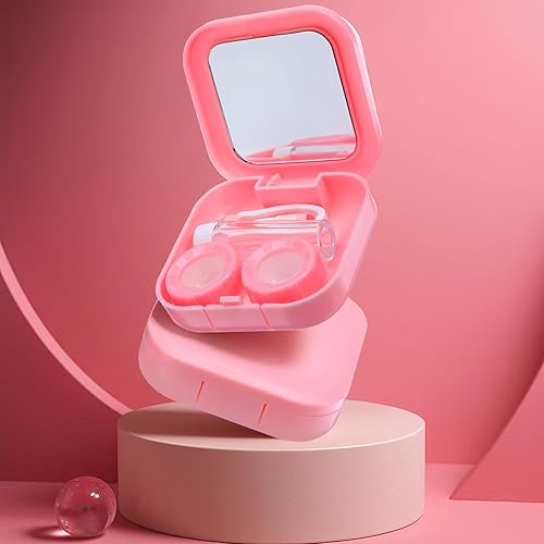Miniatura 5 de 2 lentes de contacto rosadas, estuche de viaje para lentes de contacto, con pinzas para herramientas aplicadoras, fundas de viaje para contactos,