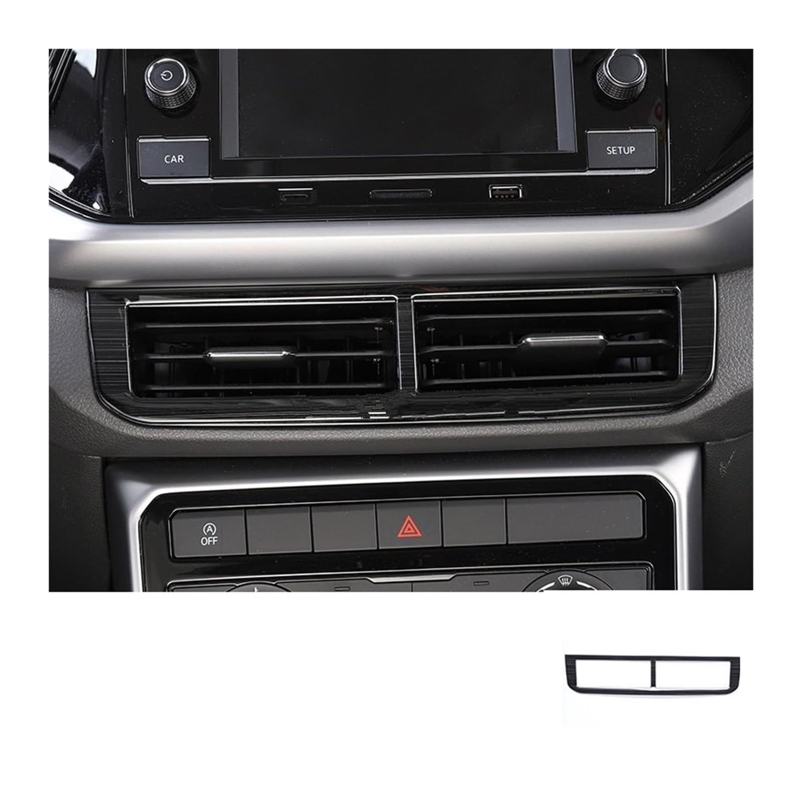 for VW for T-Cross for Tcross 2019 2020 2021 2022 Car Console Air Vent Outlet Trim Stickers Garnish Cover Styling Car Trim Interior(Black Brushed)