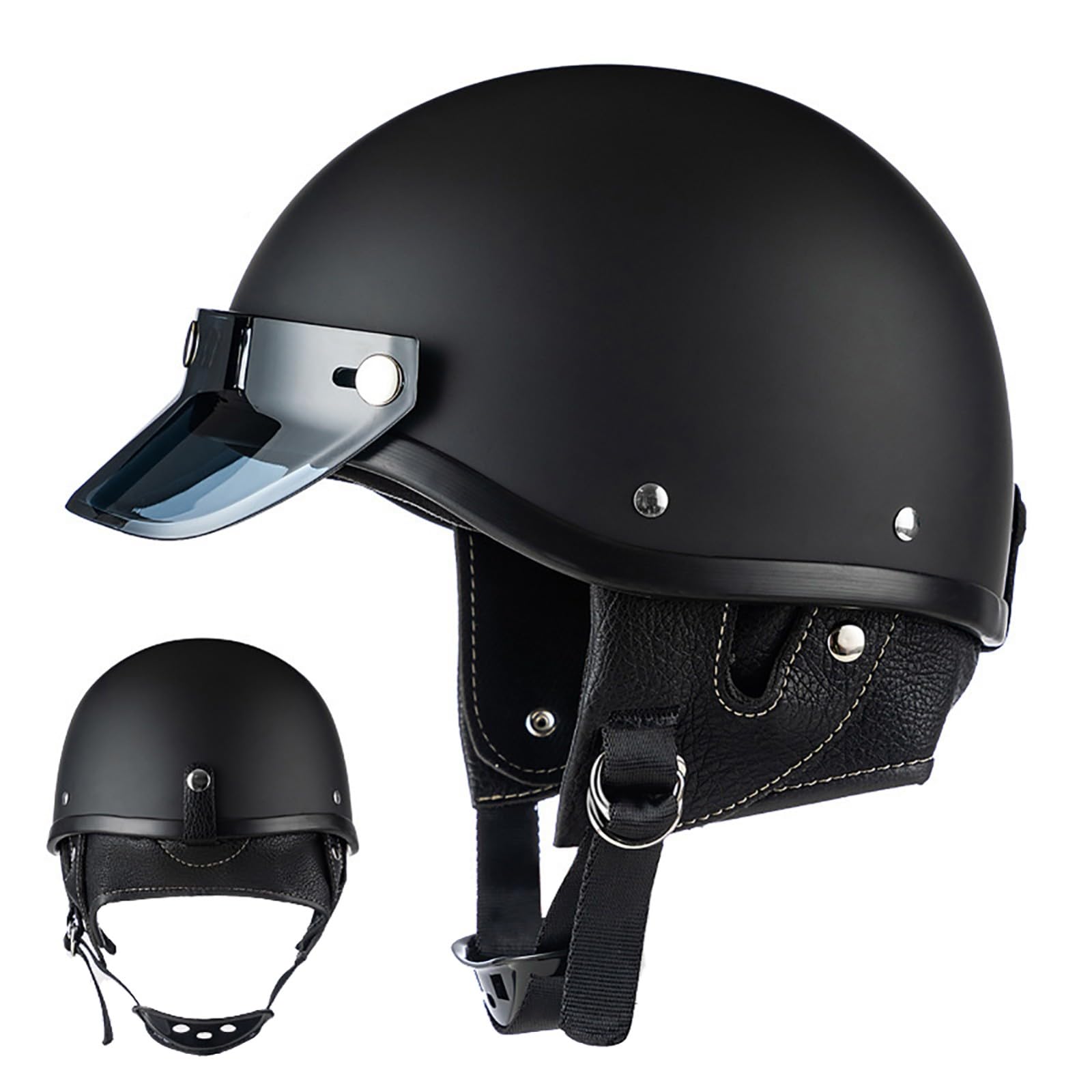 Casco Moto Aperto Casco Retro Moto Mezzo Casco per Uomo E Donna Certificato Ece Unisex per Bici Scooter, B, L=57-59CM