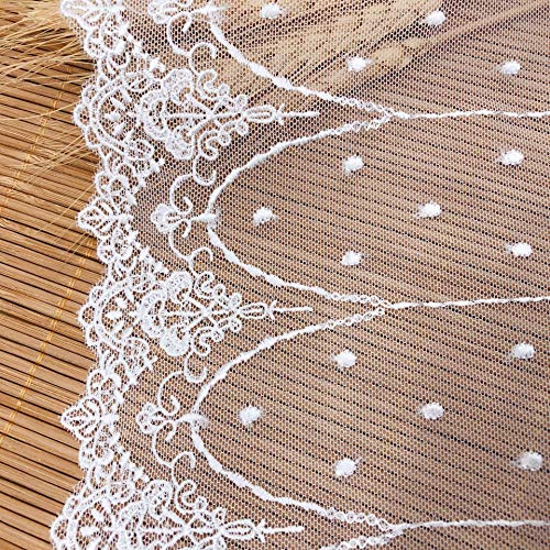 2 Yards White Retro Floral Embroidery Lace Trim Lace Fabric For Diy By The Yard 7.8 Inches Width #TOP5