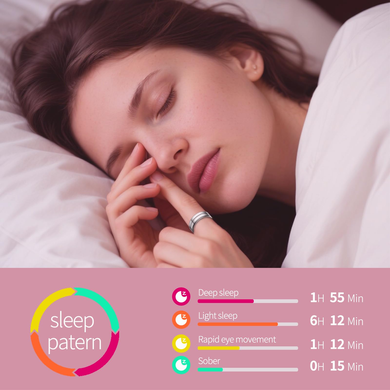 Smart Ring Health Tracker, Health Rings for Women & Men, Long-Lasting Battery Sleep Rings, Fitness & Sleep Monitor Compatible with iOS & Android (Gold, 8) — view 5
