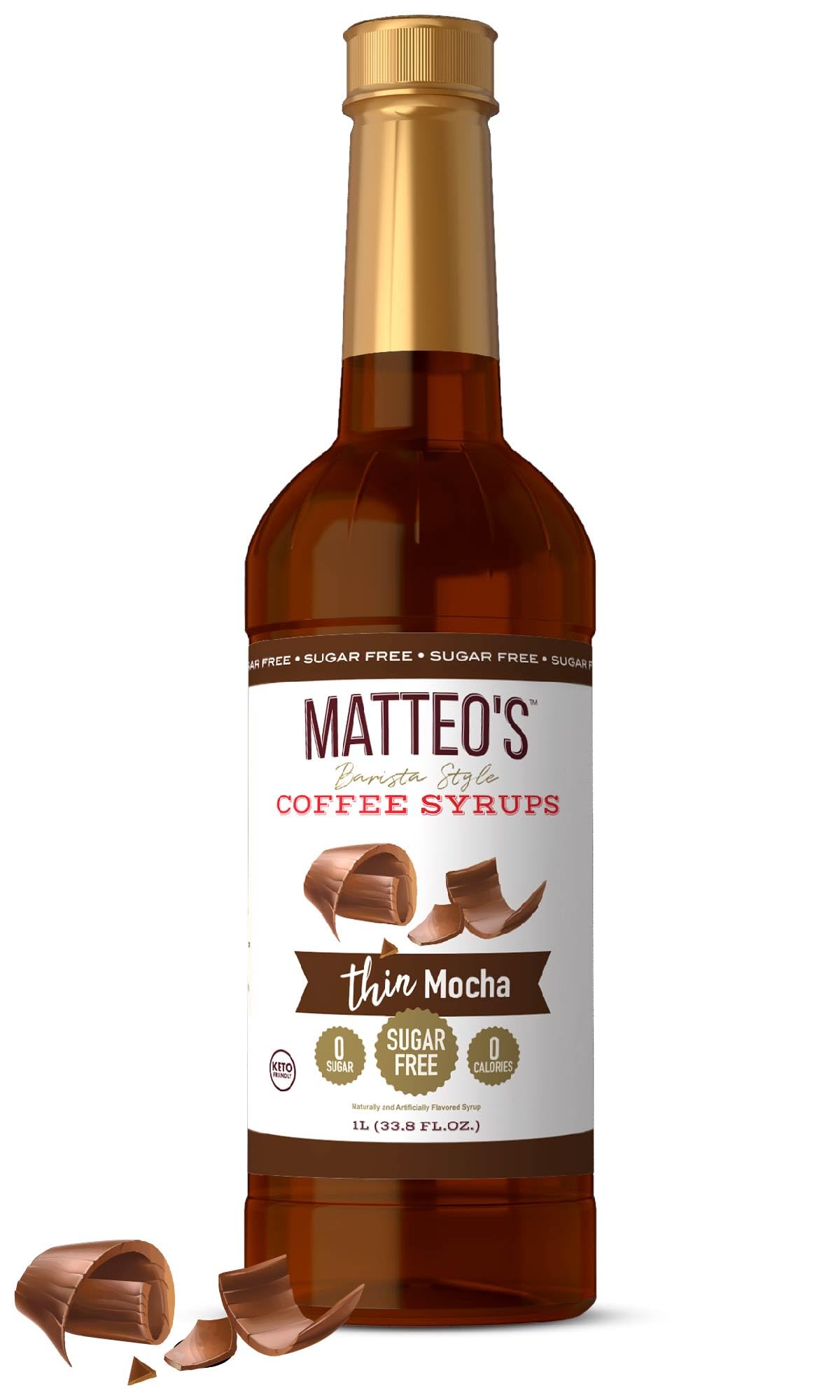 Matteo's Mocha Syrup for Coffee, Lattes, Cappuccinos & Desserts – Sugar-Free Sweetener for Beverages, Keto Friendly, Zero Calories, Indulgent Flavor,