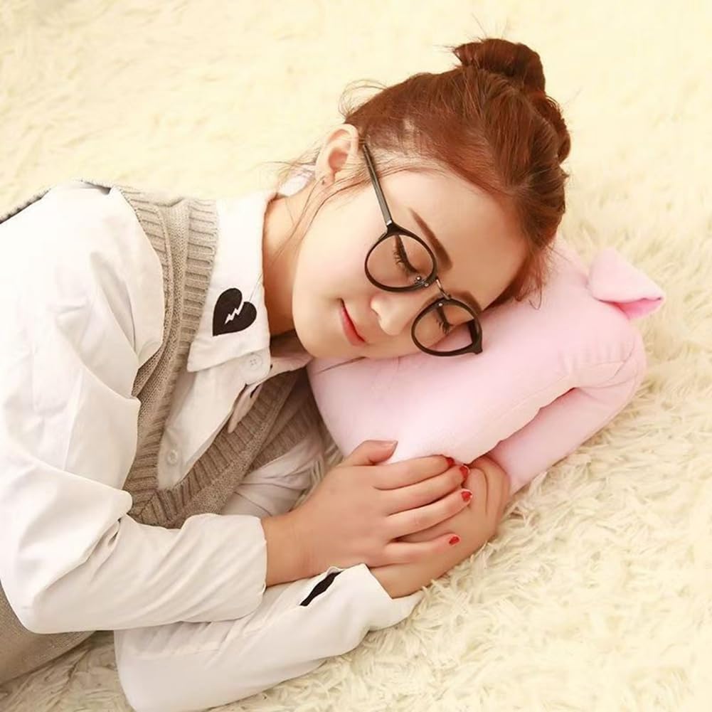 Cadeau Mignon pour Enfants, Coussin en Peluche Cartoon d'hiver, Coussin à Main Chauffant, Coussin de Bras de Classe 1 Faible, Indispensables de Voyage, Sieste au Bureau.
