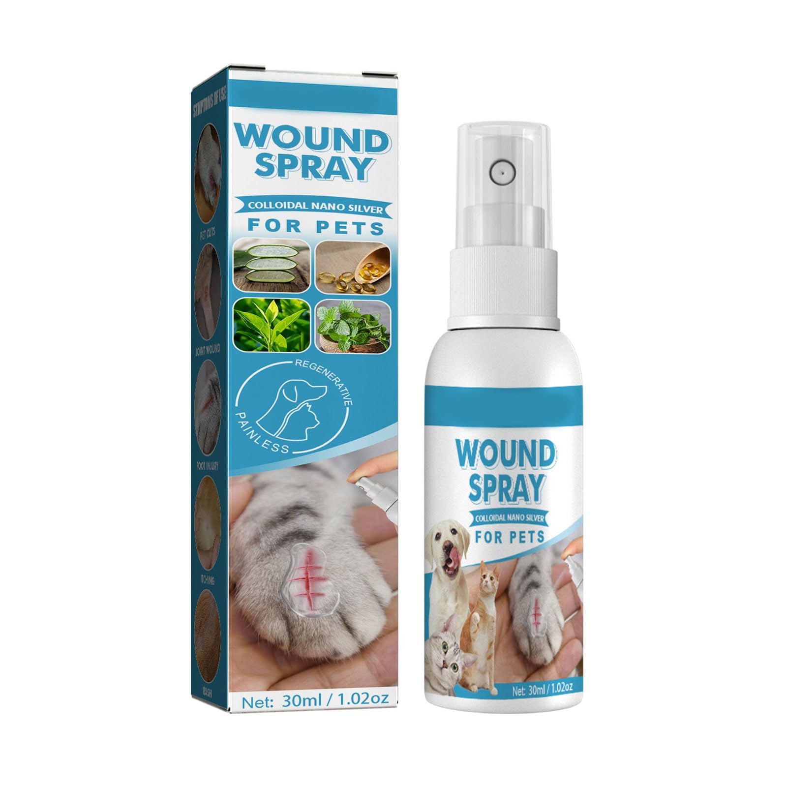 Azonee Pet Wound Care, Skin Repair for Cats & Dogs, Healing Aid for Wounds, Abrasions, and Itch Relief, Feline Skin Soothing Formula, Fast Absorbing & Gentle for Pets' Sensitive Skin