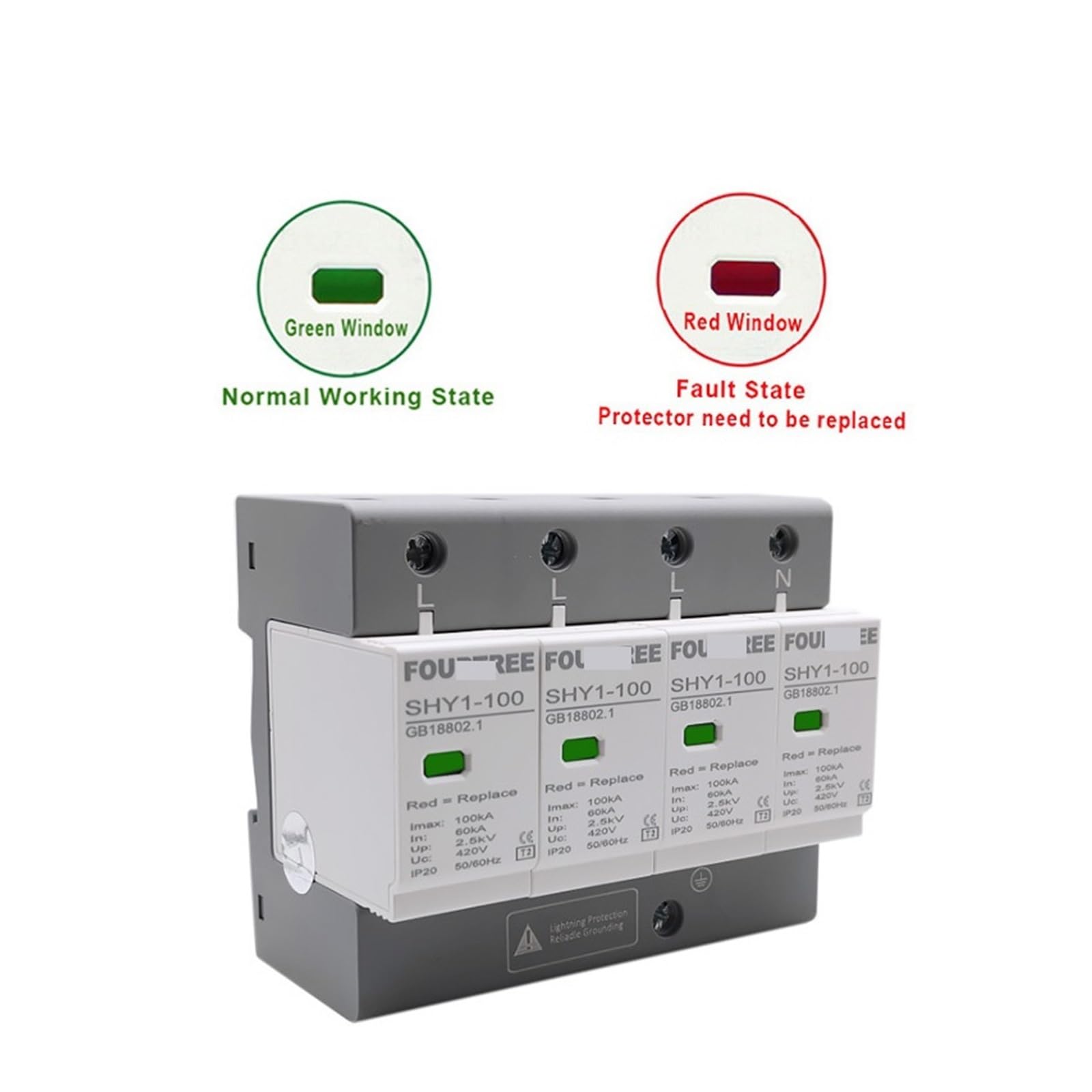 Dispositivo di arresto SPD AC 3P+N 40 ~ 80KA 60KA ~ 100KA dispositivo di protezione contro le sovratensioni 385 V 420 V protezione contro i fulmini casa protezione a bassa tensione (colore: 4P 385 V