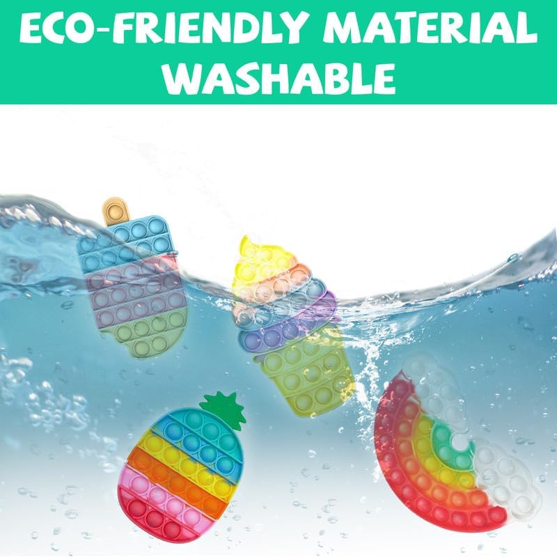 4 Pcs Fidget Toys, Rainbow Push Bubble Fidget Toys Ice Cream Toy Pineapple Squeeze Toys Set for ADHD Autism Stress Relief Toy Gift - Image 3