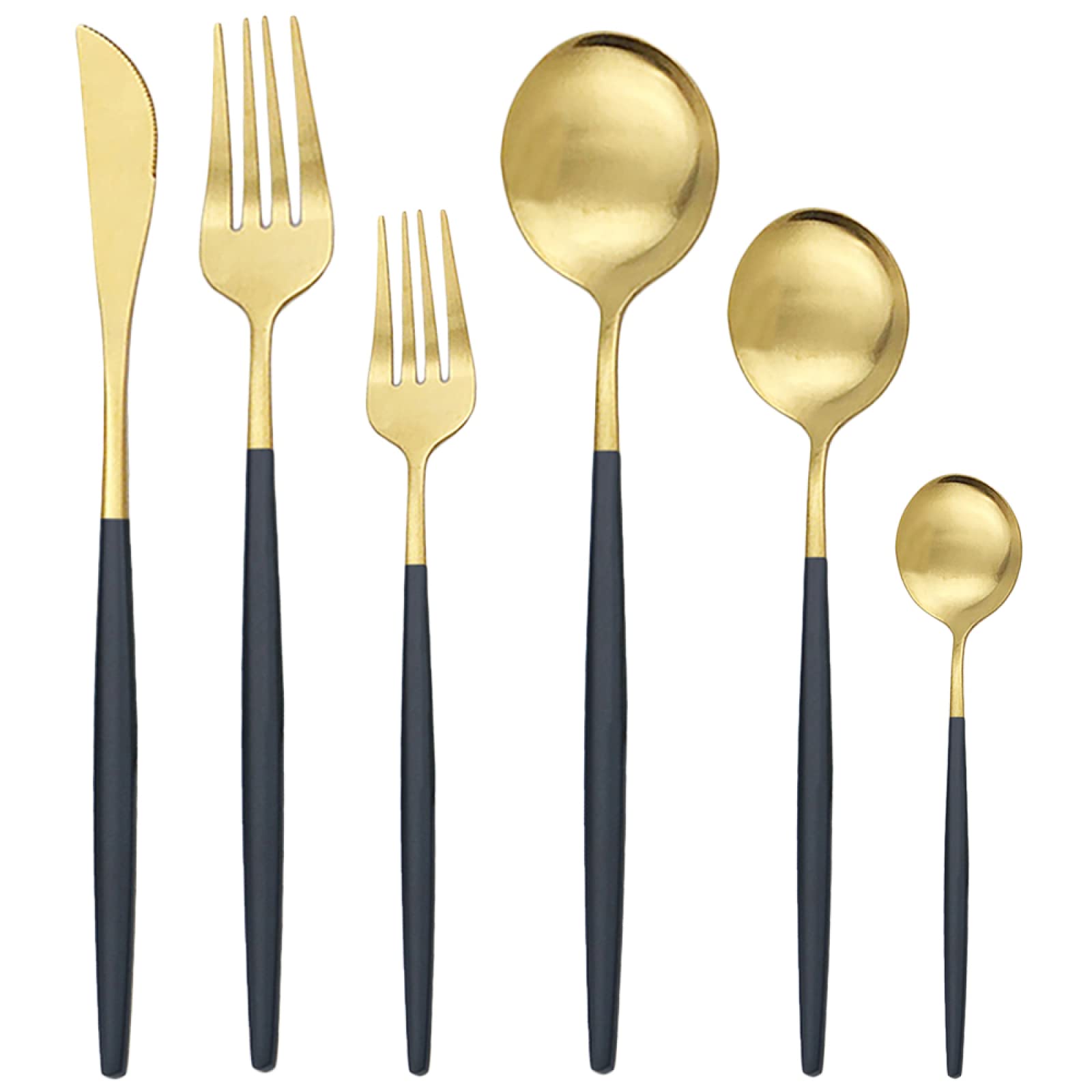 Ensemble de couverts mats en acier inoxydable 36 pièces vaisselle de cuisine or noir