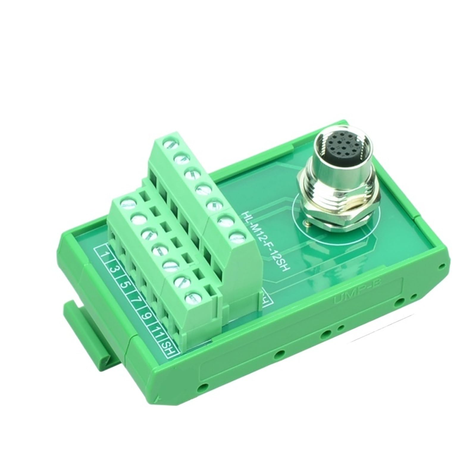 Conector de sensor M12 con brida y terminal de tornillos para montaje en riel DIN 5