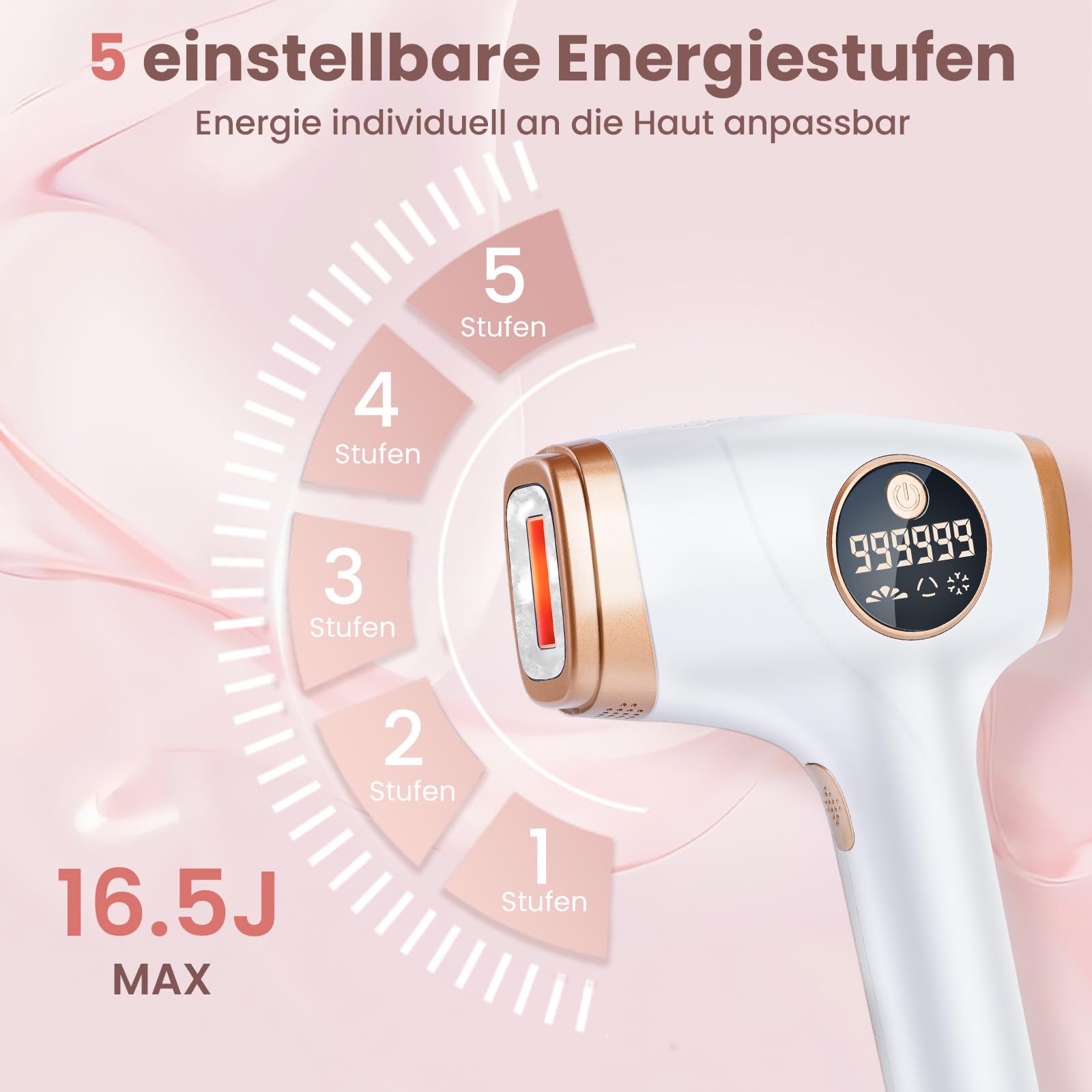 IPL Haarentfernungsgerät mit Kühlfunktion für Zuhause, 5 Energiestufen und 2 Modi, geeignet für Frauen und Männer zur Anwendung an Gesicht, Legs Hair Remover Electric