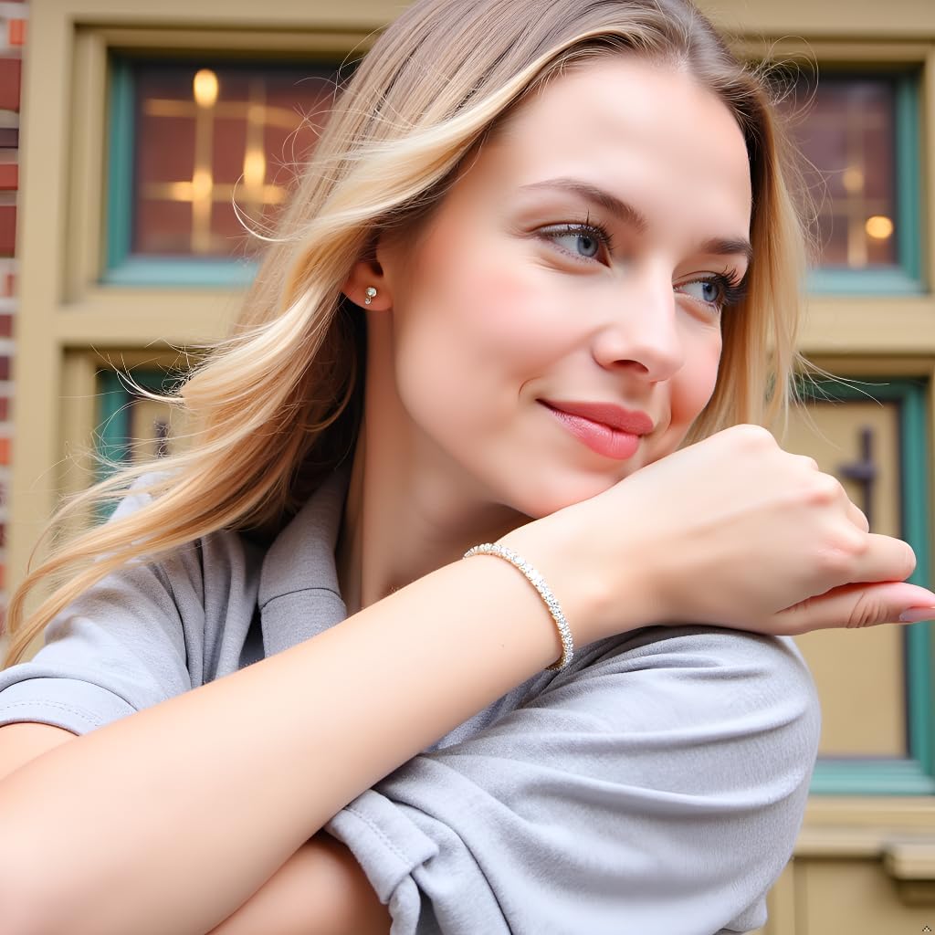 19 Cttw Princess Cut Cubic Zirconia Tennis Bracelet for Women - Image 2