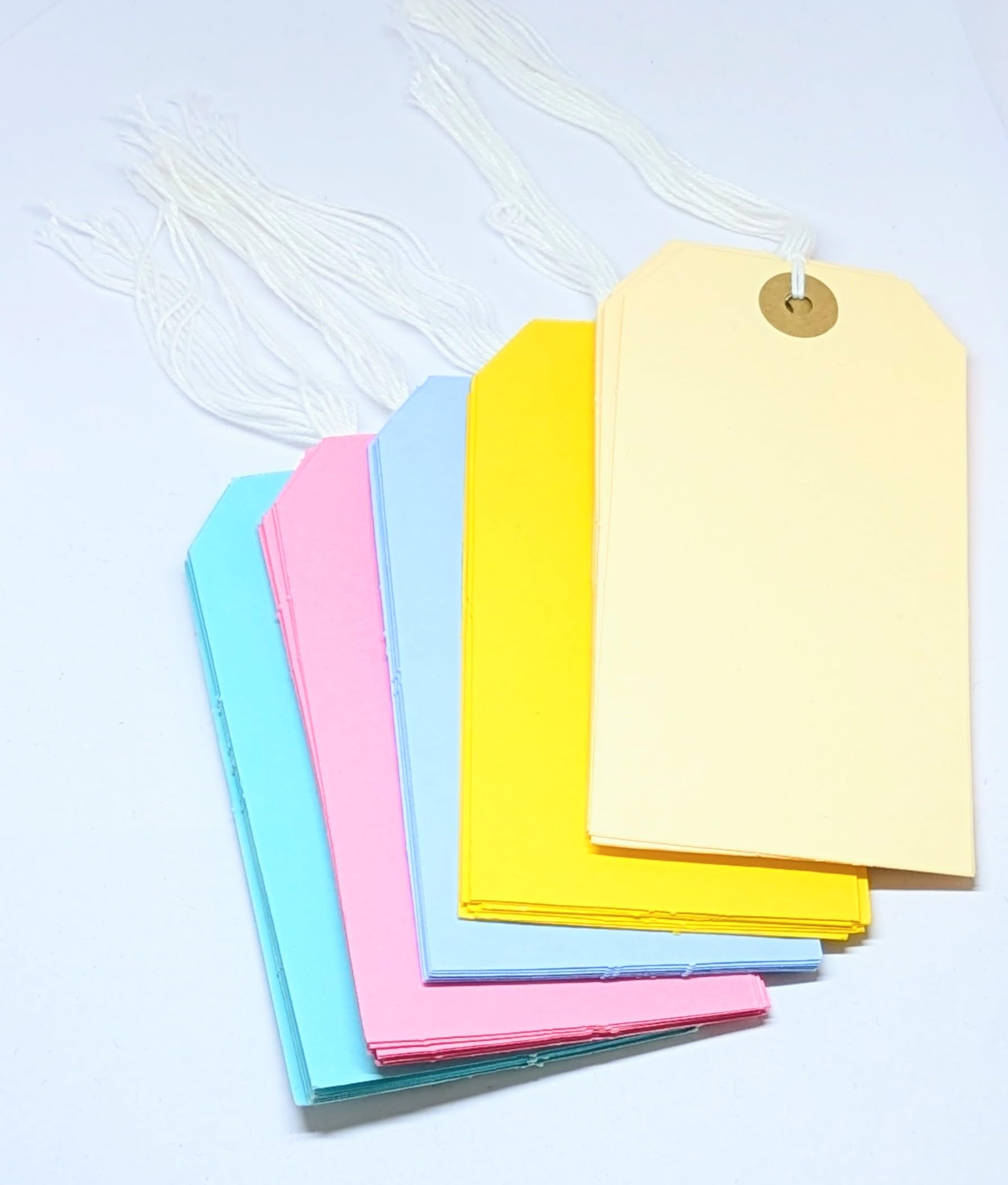 CyberSunrise Heavy Duty 300gsm Large Multi-Coloured Tie-On Tags with String – Wrtite-On Blank Luggage Labels for Gifts, Storage, Moving Boxes, Luggage, Inventory, & Crafts | 120mm x 60mm | Pack of 30