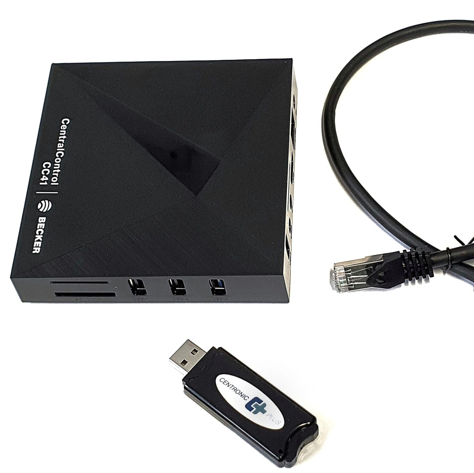 Becker CentralControl CC41 - Sistema di controllo centralizzato intelligente per C-Tronic e C-Tronic Plus (CC41, con chiavetta USB CentronicPLUS) e cavo di rete TESO per un trasferimento ottimale dei