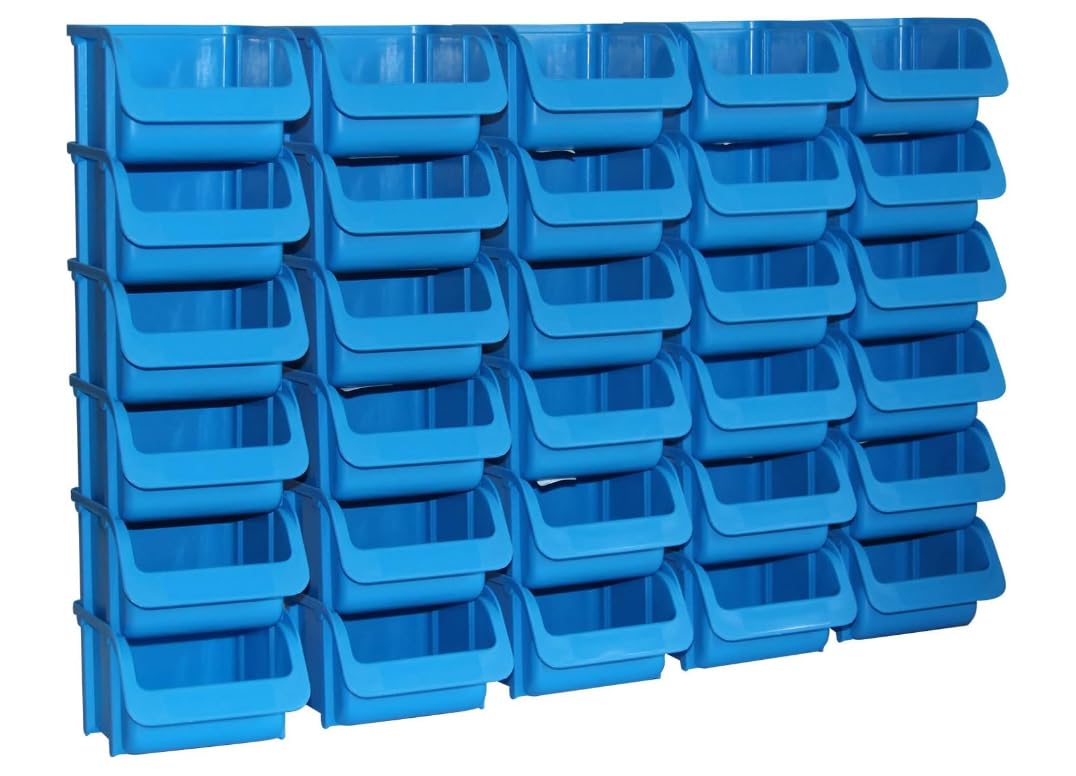 hünersdorff 30x Sichtbox Stapelbox Lagerbox in Größe 1 aus Polypropylen, hohe Formstabilität und Belastbarkeit, Farbe : Blau