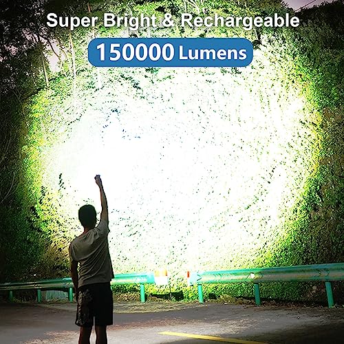 Rechargeable Led Flash Light High Lumens 2 Pack, Mini Flashlight For Camping, Hiking, Super Bright 150000 Lumens Flashlights With Zoomable,5 Light Modes, Ipx6 Waterproof #TOP1