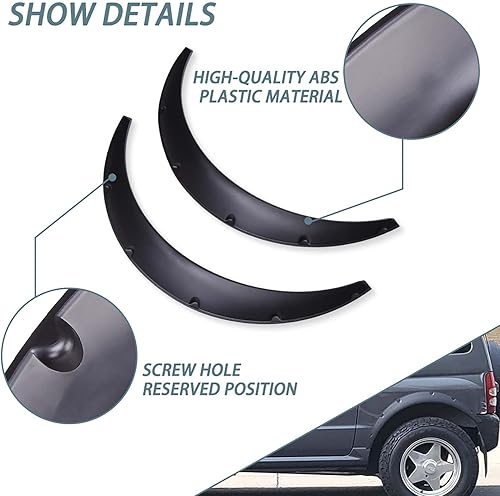 Miniatura 6 de DREAMOTOR 4 unidades de guardabarros flexibles universales para automóvil, arcos de rueda de 31.496 in PP de cuerpo ancho, protector de borde de