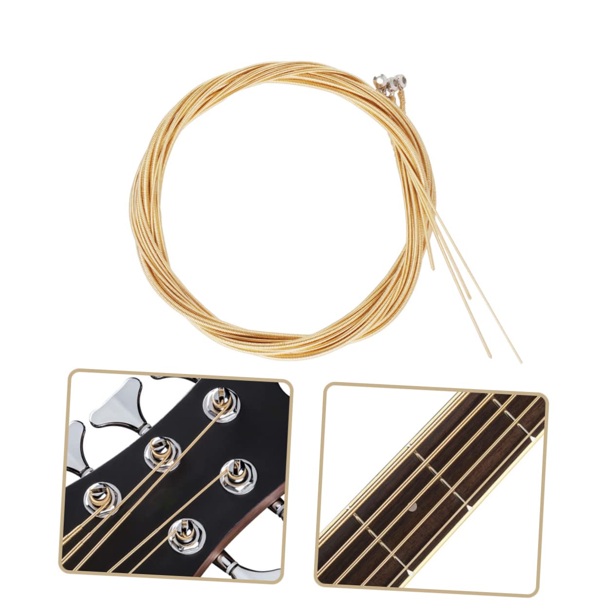 Set di Corde in Acciaio al Carbonio e Ottone 5 Corde per Basso Acustico Resistenti all'Usura Facile Installazione per Musicisti