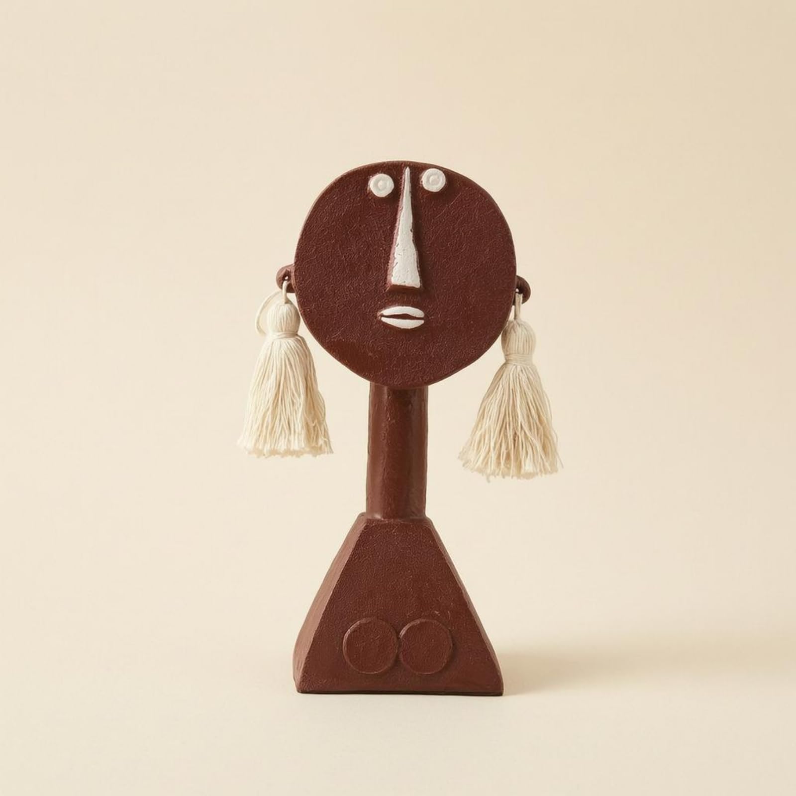 Figura Umana Irreale Orecchini Pendenti Figurina con Base Geometrica Decorativo Figura Volto Umano
