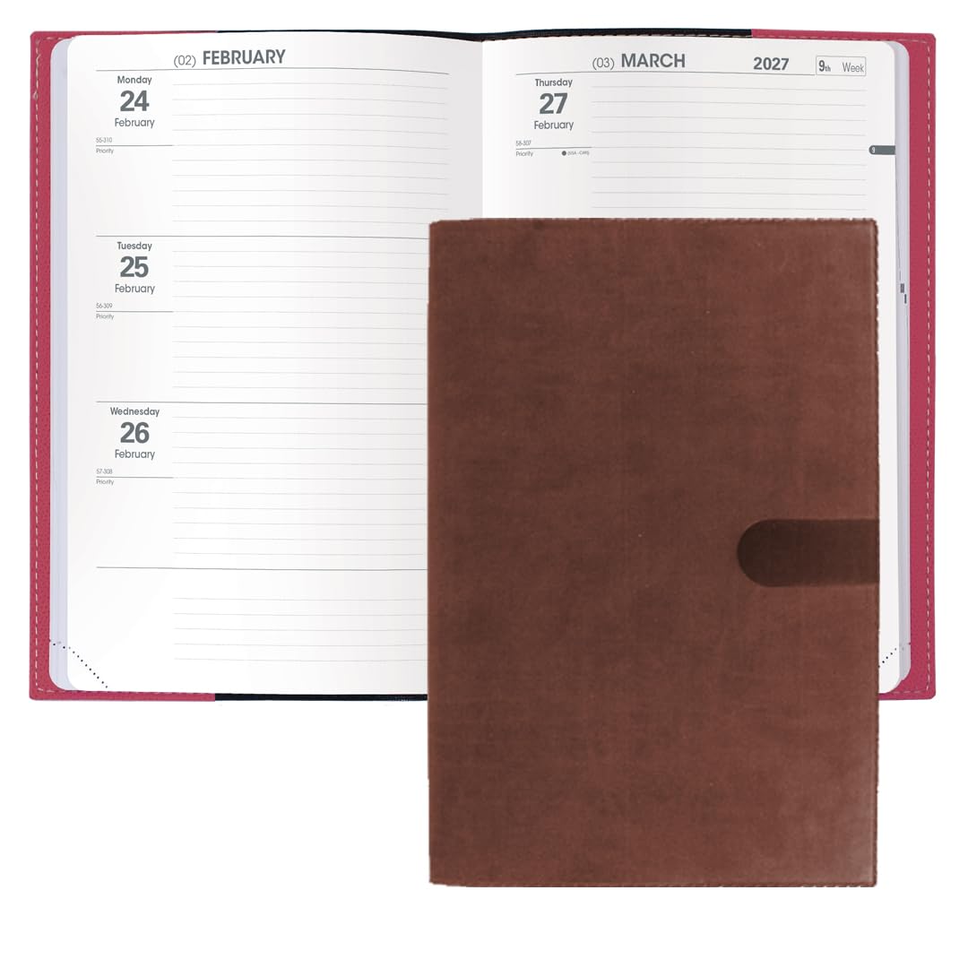 Agenda settimanale 2026-2027 "Scholar Academic" 12 mesi, di Quo Vadis, da agosto a luglio, 16 x 24 cm, copertina in finta pelle scamosciata liscia color cioccolato Texas, per insegnanti, studenti