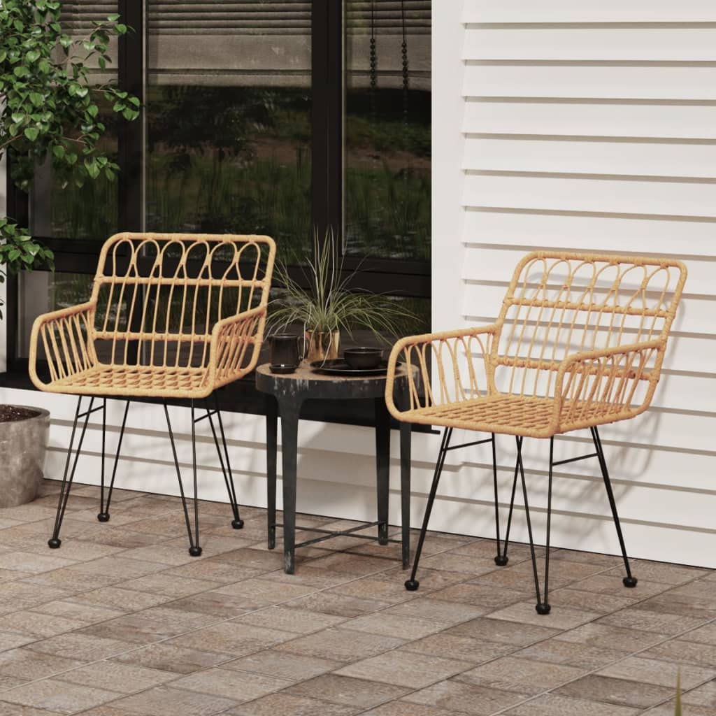 Fengshui Krzesła ogrodowe 2 szt. z podłokietnikami 56 x 64 x 80 cm rattan PE