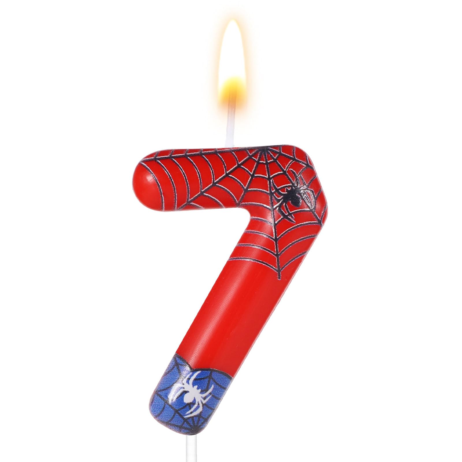 Geburtstagskerze Mit Spinnenmotiv – Rot-blaues Spinnennetz, Ca. 10 Cm