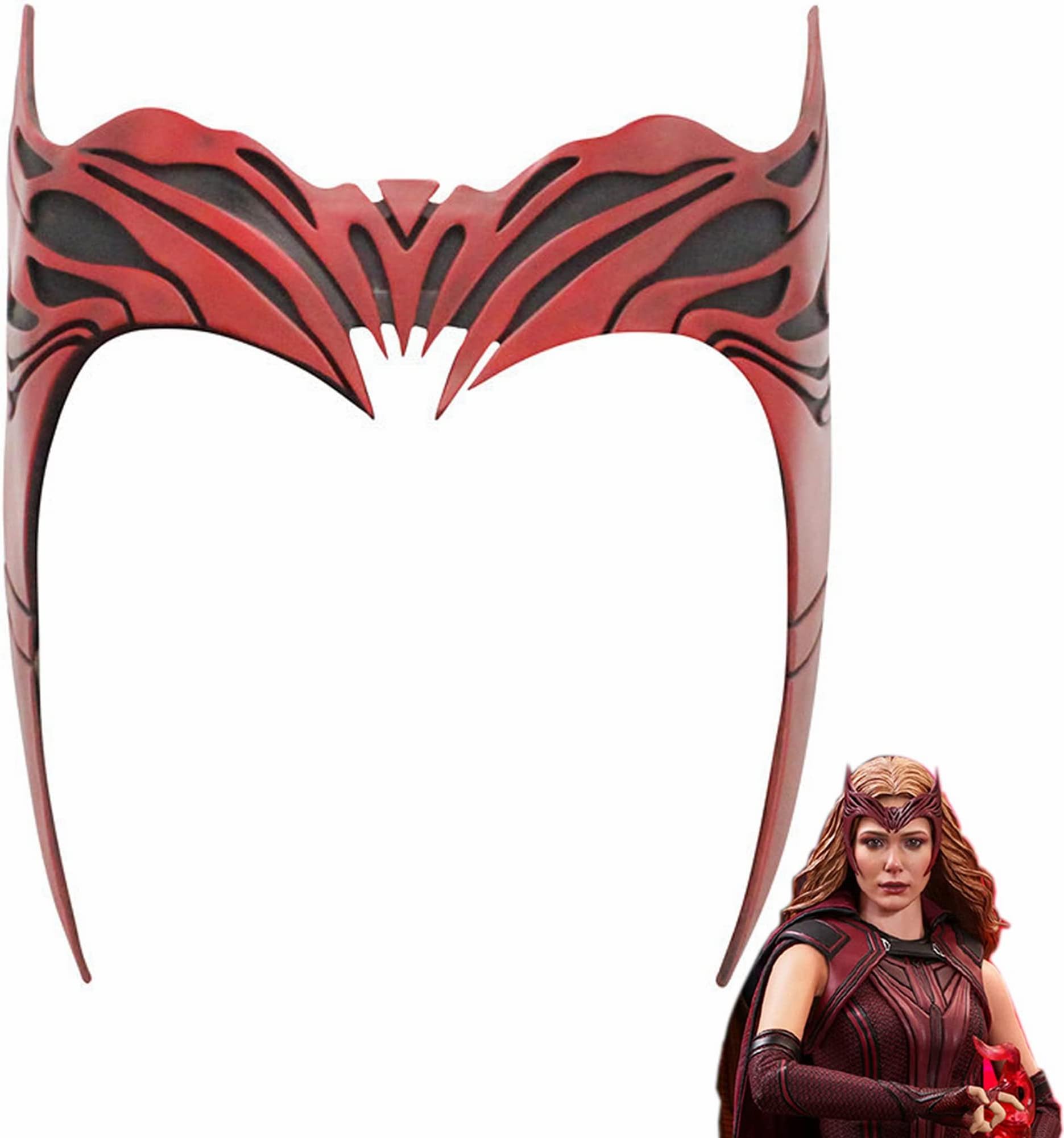 CAFELE Scarlet Witch Crown Wanda Maximoff Helmet Headpiece Wandavision Movie Cosplay Costume Accessories Halloween Cosplay Mask for Adults Kid(SCARLET)