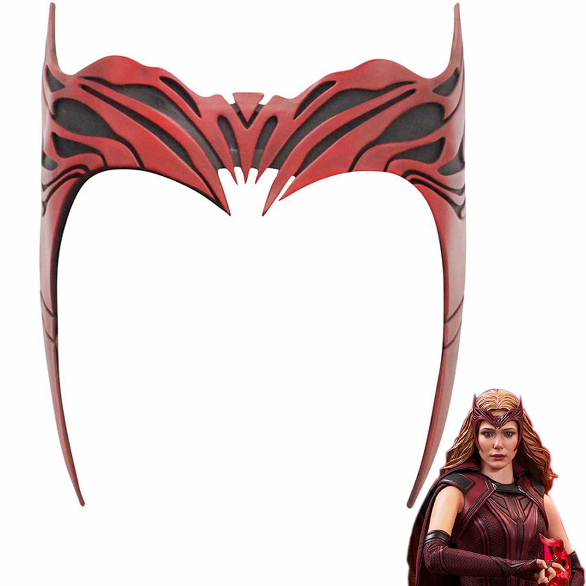CAFELE Scarlet Witch Crown Wanda Maximoff Helmet Headpiece Wandavision Movie Cosplay Costume Accessories Halloween Cosplay Mask for Adults Kid(SCARLET)
