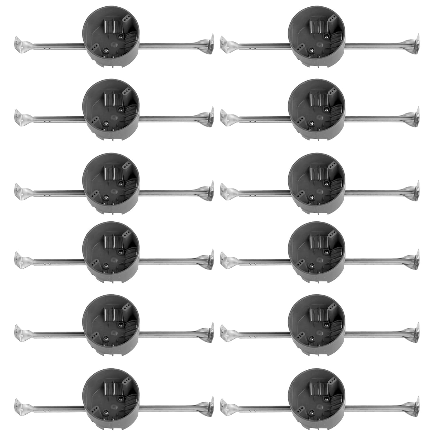 HXH 20 Cubic-inches 1 Gang Electrical Box Ceiling with Adjustable Hanger Bar Adjustable Range: 14" to 22.5", 4 Inch Diameter Weatherproof Round Electrical Outlet Box with ETL Listed, 12PCS.