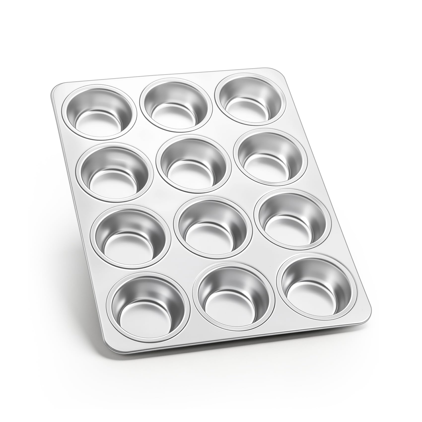 Onader Yorkshire Pudding Tray 12 Cup, Stainless Steel Muffin Cupcake Tin for Baking Muffin, Mince Pie, Brownie, Quiche, Non-Toxic & Heavy Duty, Oven & Dishwasher Safe