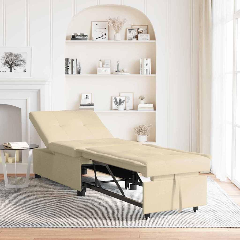 Schlafsofa ausziehbar Creme 194x50x82 cm Stoff, modernes Ausziehsofa mit Verstellbarer Rückenlehne, 3-in-1-Funktion als Sofa, Liege und Bett, Polyester-Mischung, robuster Rahmen