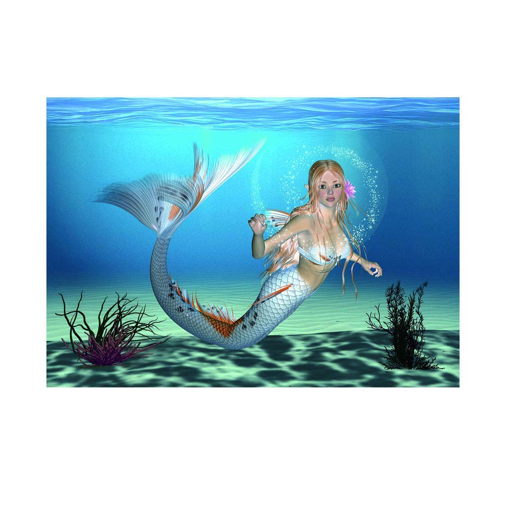 Self Adhesive Aquarium Mermaid Picture Background Poster Sticker HD One Side - M